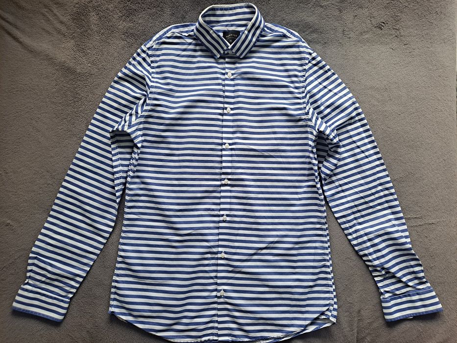 Męska koszula RESERVED Slim Fit w biało niebieskie paski, rozmiar 42