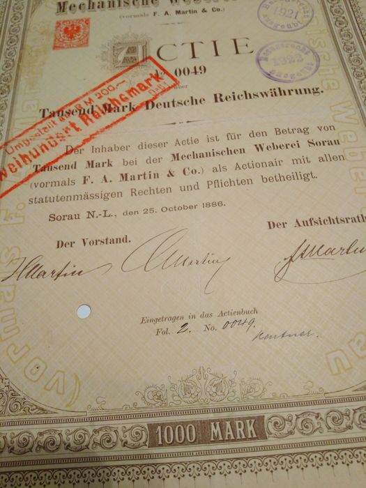 Akcja poniemiecka Mechaniczne Zakłady Tkackie Sorau 1886