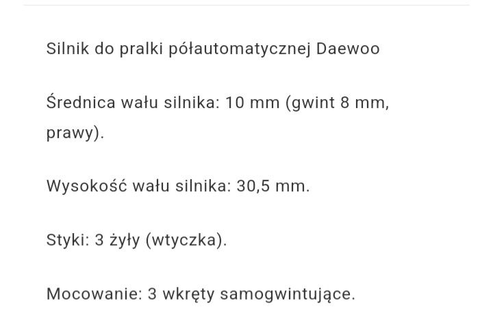 Silnik pralki półautomatycznej Daewoo xd-80-DTW01