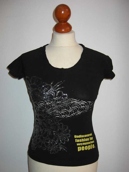 Pianura studio's team koszulka czarna koronka kwiaty rozmiar S