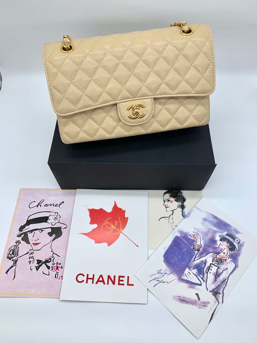 Bolsa Chanel Classic Medium Doble Flap Beige