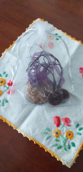 Conjunto de colar e brincos em cristal de Murano - italiano