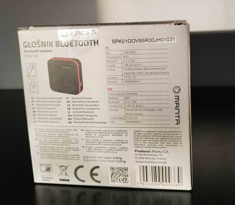 Głośnik mobilny MANTA SPK01GO Radio FM