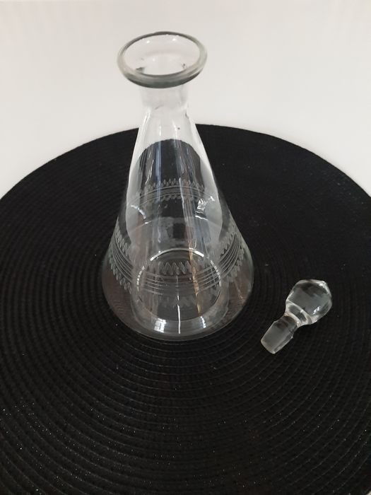 Karafka szklana szlif art-deco antyk