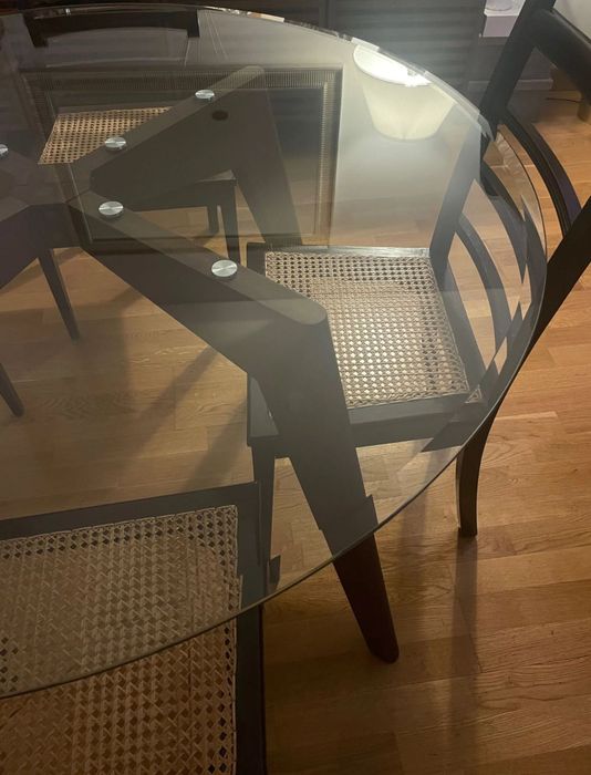 Mesa retro nogueira e vidro