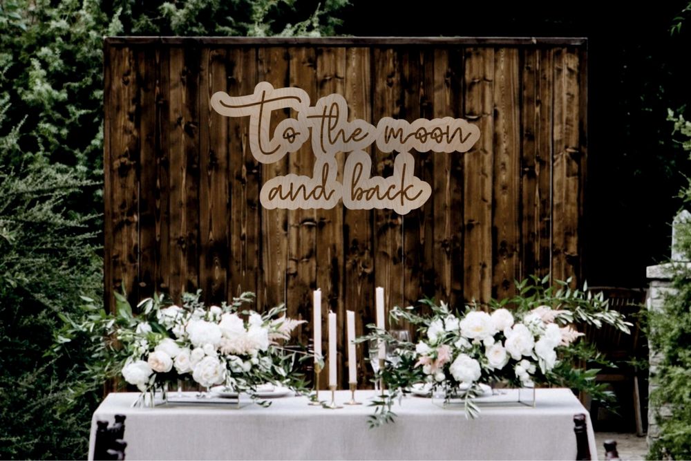 Napis to the moon and back led ledon boho rustykalne wesele