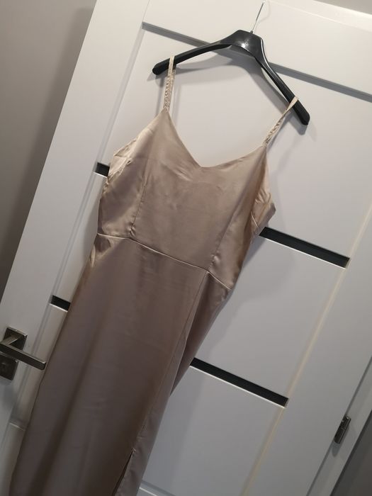 Sukienka maxi champagne Zalando nowa z metką L