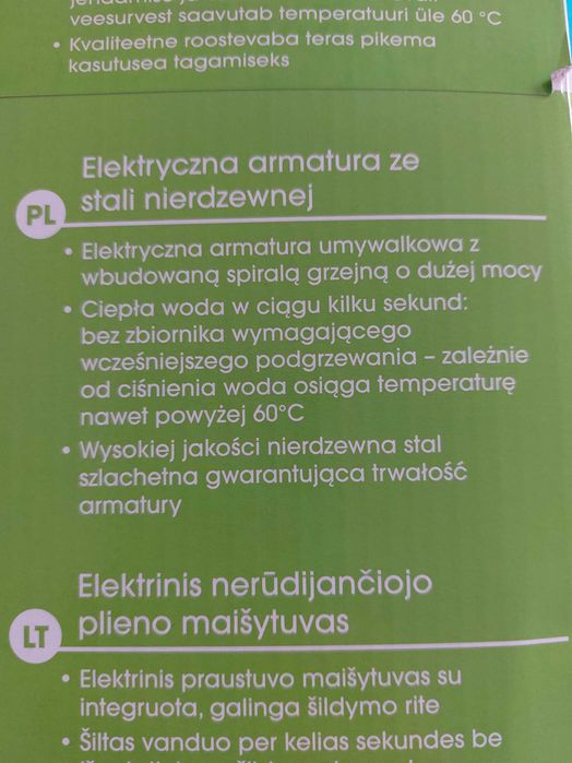 Elektryczna armatura umywalkowa