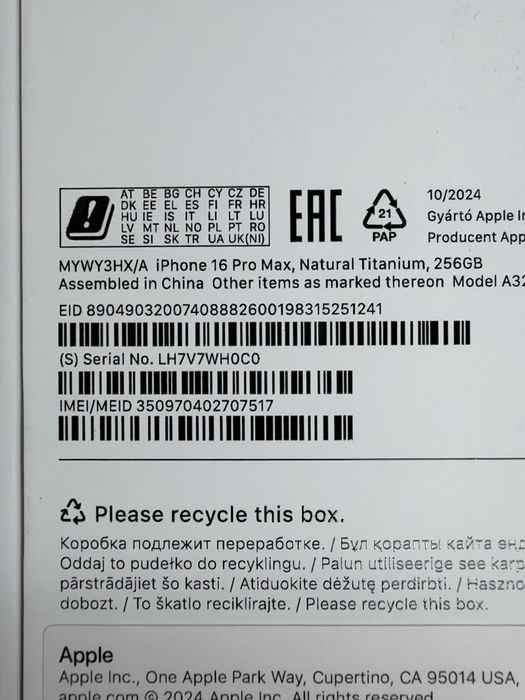 Apple Iphone 16 max pro 256 GB stan idealny
