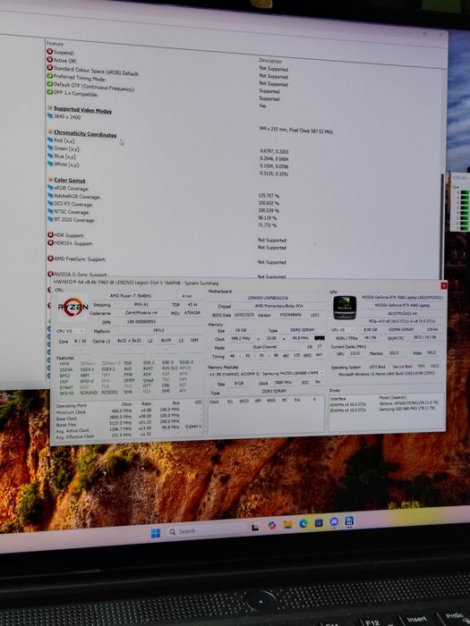 Lenovo legion slim 5 7840hs, 16aph8,  з 4k екраном.