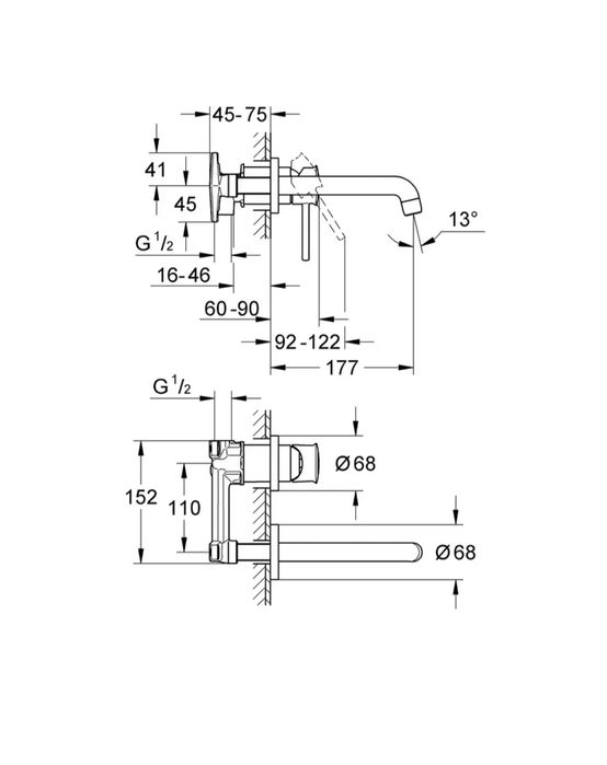 Смеситель для раковины скрытого монтажа Grohe BauClassic 20 292 000