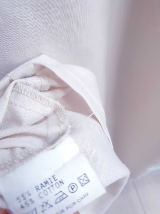 Beżowa koszula damska ramia jak lniana 44 46 oversize 40 42