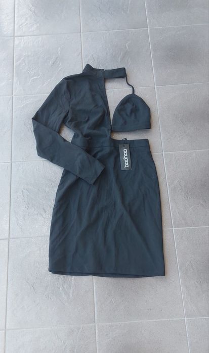 Sukienka mini na jedno ramię wycięcia dekolt choker M 38 Nowa