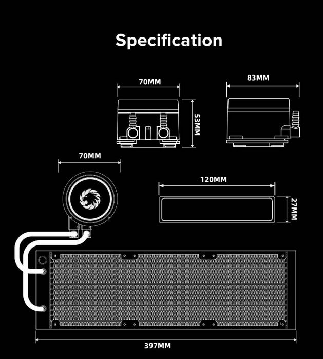 Chłodzenie wodne GameMax ICEBURG 360 Infinity 360 mm ARGB, biała