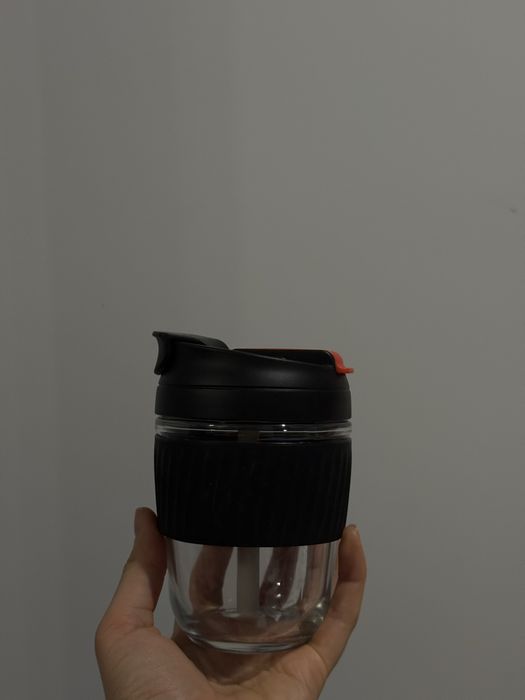 Чашка скляна to go для чаю чи кави