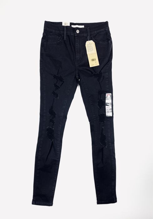 26 720 Levis левис черные рваные джинсы на высокой посадке джинси 721