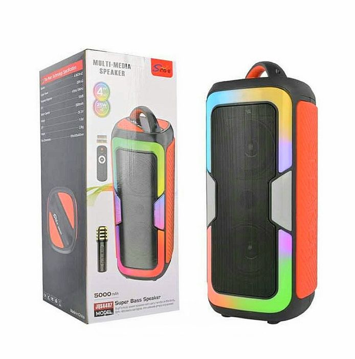 Портативная колонка Bluetooth JQS с караоке, подсветкой и басами.