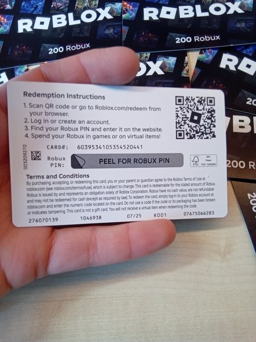 Подарункові карти роблокс(200 robux).