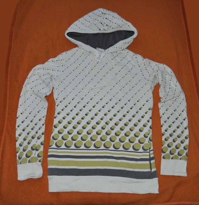 Pull&Bear Bluza biała khaki zielone szare kropki roz M kaptur