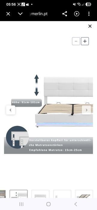 Cama branca com Led