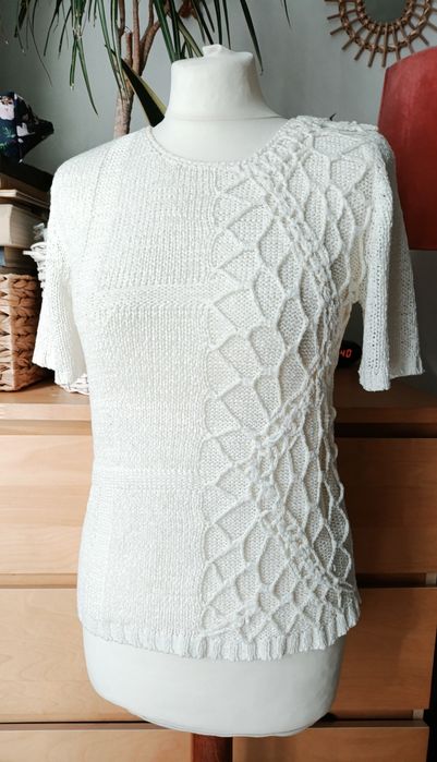 Ciekawa bluzka vintage z aplikacją w stylu lat 80 - M/L