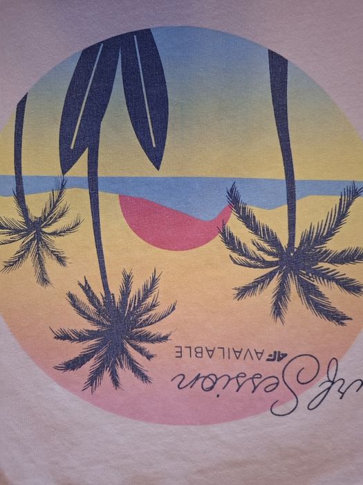 r158 4F pudrowy róż tshirt z nadrukuem