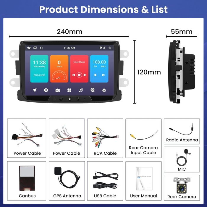 Hikity radio Android 13 1G 32G Renault Dacia Duster Logan 7" GPS BT

H