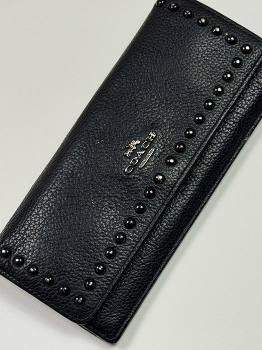 Шкіряний гаманець Coach Accordion чорний унісекс