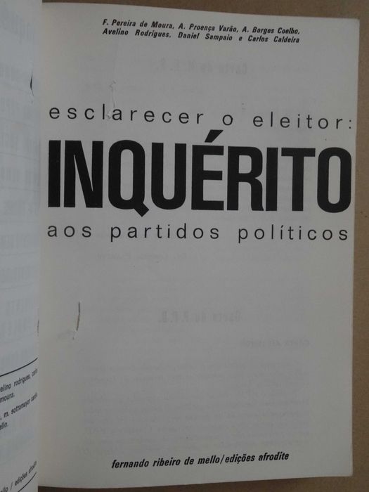 Esclarecer o Eleitor Inquérito Aos Partidos Políticos de F. Pereira
