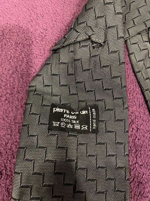 Szary, jedwabny krawat - Pierre Cardin