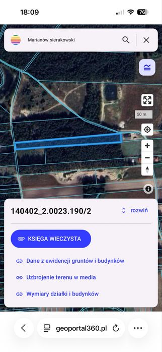 Działka z lasem 5000m2 Marianów Sierakowski k.Gostynina
