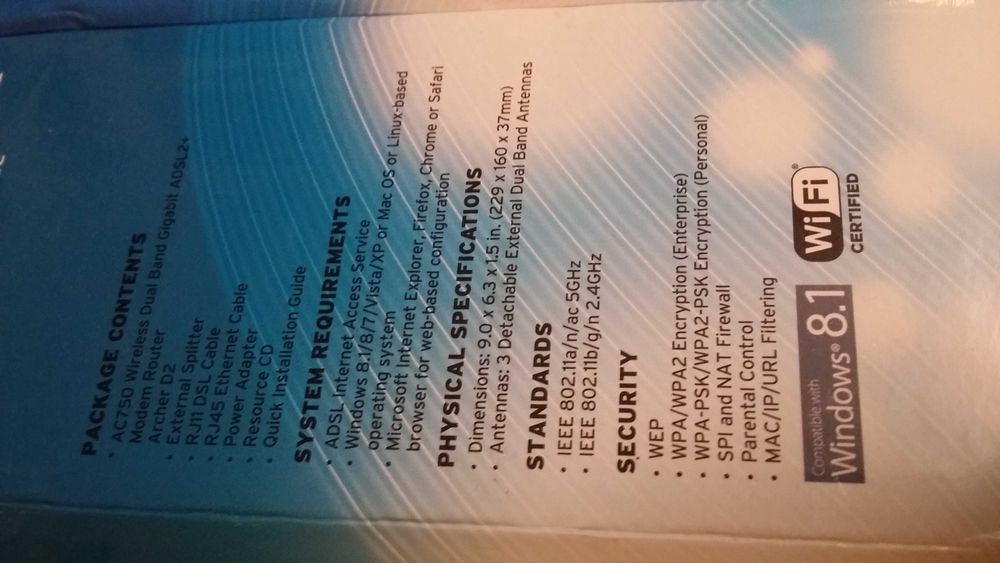 Access Point, Router TP-Link AC 750 Archer D2 ADSL2+