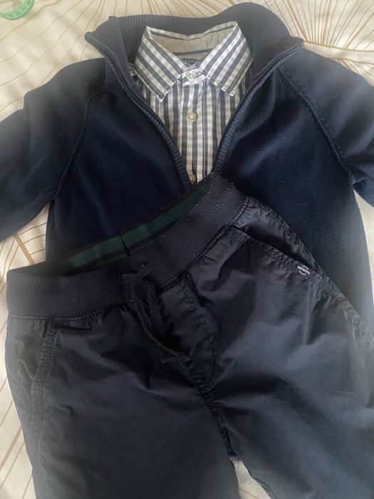 Zestaw dla chłopca spodnie koszula sweterek 122/128