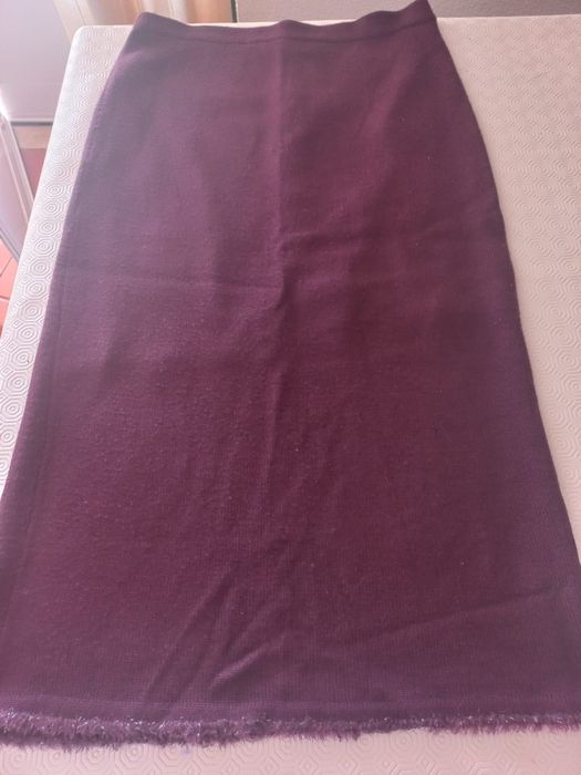 Conjunto saia casaco roxo