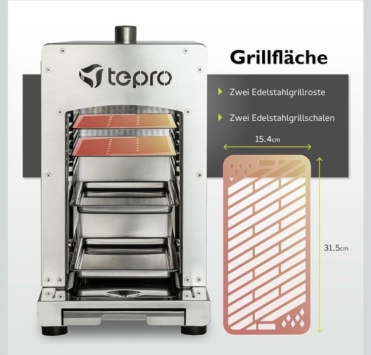 Tepro Toronto 3184 Grill do Steków do 800 °C, Srebrny, 56 x 23 x 40.5