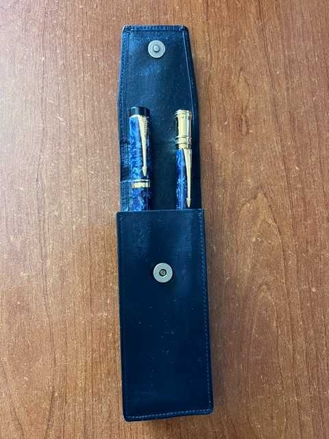 Conjunto canetas Vintage Parker Duofold Blue Marble (1990) – Ouro 18K / 750