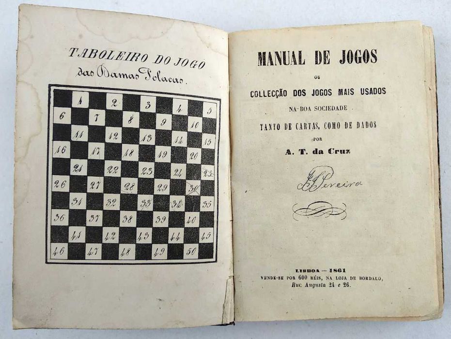 Manual de Jogos (1861) - Livro Antigo