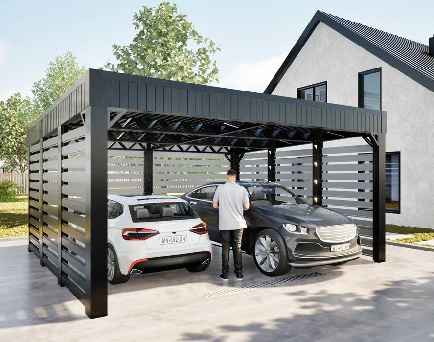 Wiata garażowa Carport LGS, Wiata pod fotowoltaikę konstrukcja ocynk