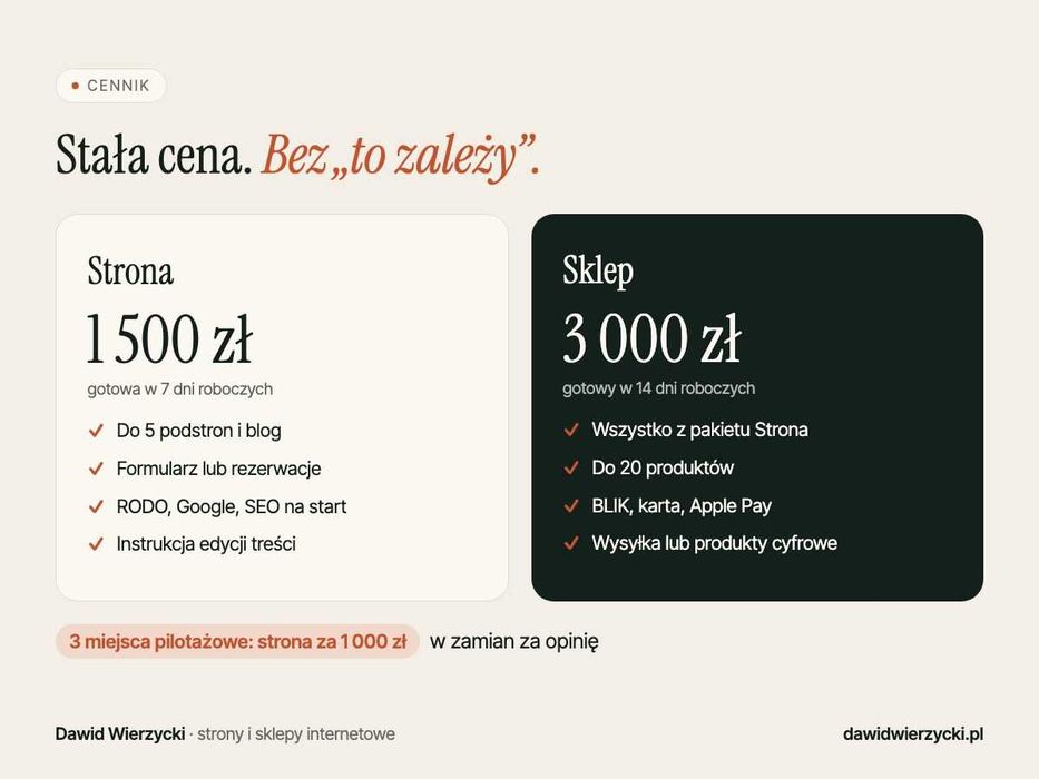 Strona internetowa dla firmy w 7 dni · BLIK, RODO, Google · Wrocław