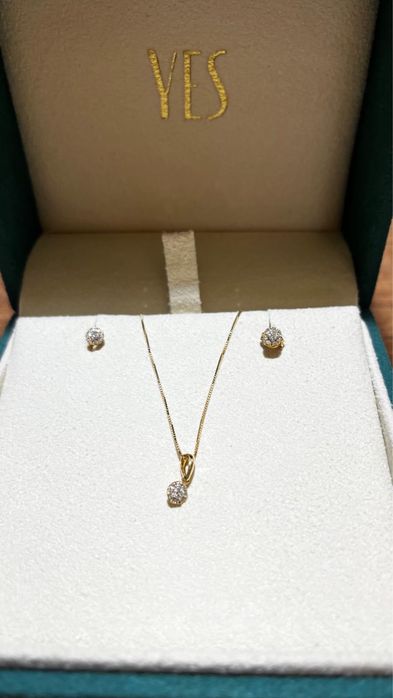 Łancuszek Zawieszka Kolczyki DIAMENTY Yes