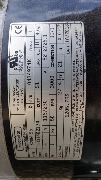 Gerador Honda 7,5 kVA monofásico.