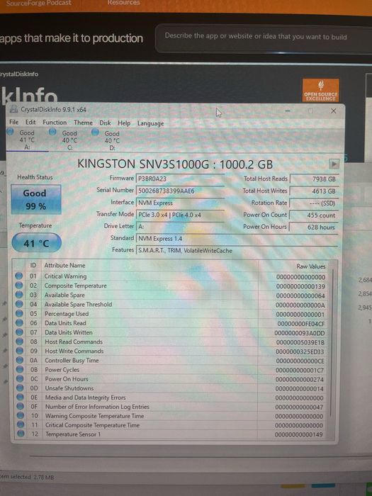 1Tb NVMe Kingston 6000mb/s