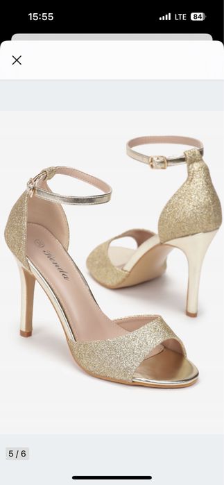 NOWE NIENOSZONE złote sandały Renee 36 | szpilka 10 cm | eleganckie