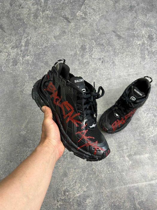 BALENCIAGA Runner graffiti кроссовки черные кеди кросівки чорні 43 41