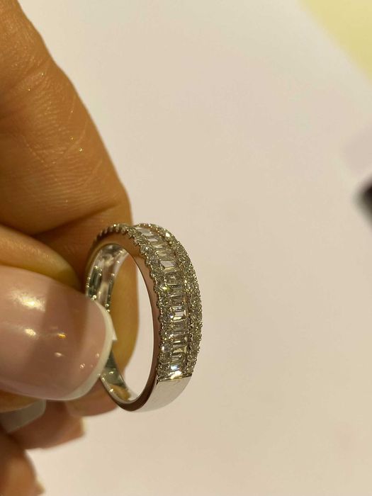 Obrączka z diamentami naturalnymi 0.95 ct Infinity bagiety