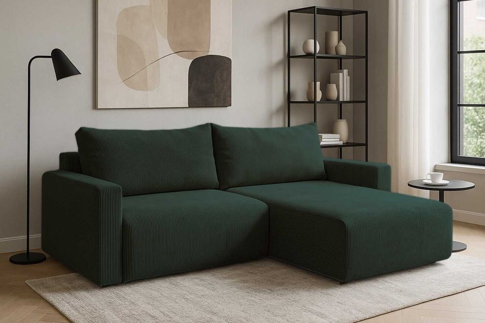 Narożnik Bergamo. Rogówka. Sprężyny bonell, pojemnik, automat, sztruks