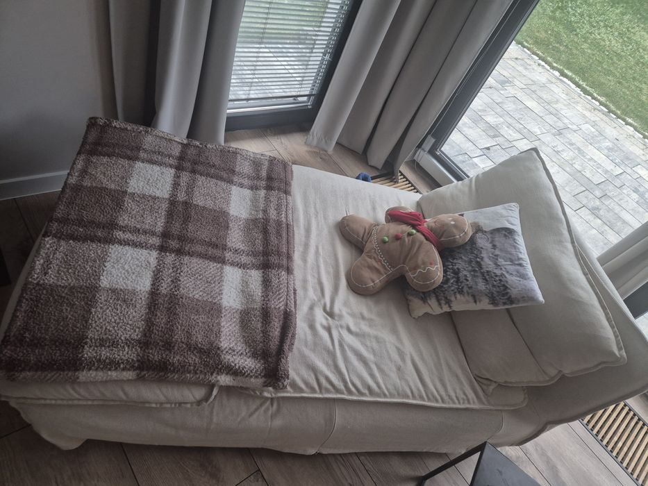 Lozko kanapa do salonu z dostawka ikea nowość  kolor naturalny bezowy