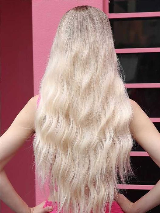 Nowa peruka jasny blond mega długie włosy + czepek