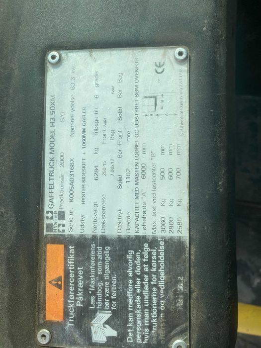 Wózek widłowy Hyster H3.50XM Gazowy Triplex Pełna kabina 2000r.