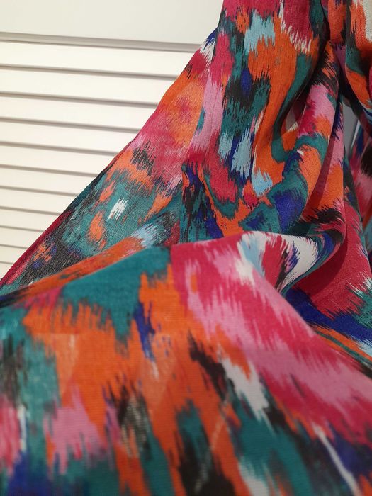 kolorowy szal apaszka cienka duża wiosenna szmaragdowa amarantowa